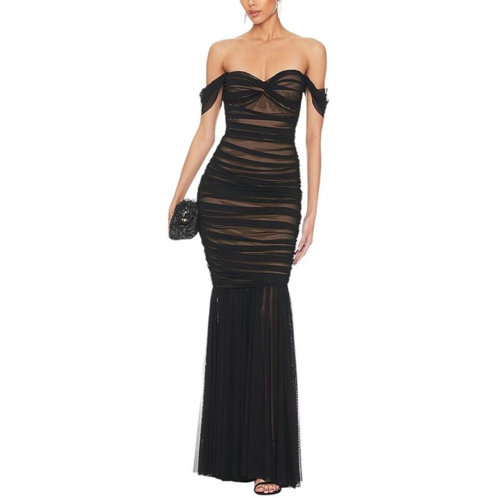 Alma King Womens  Off-Shoulder Maxi Dress